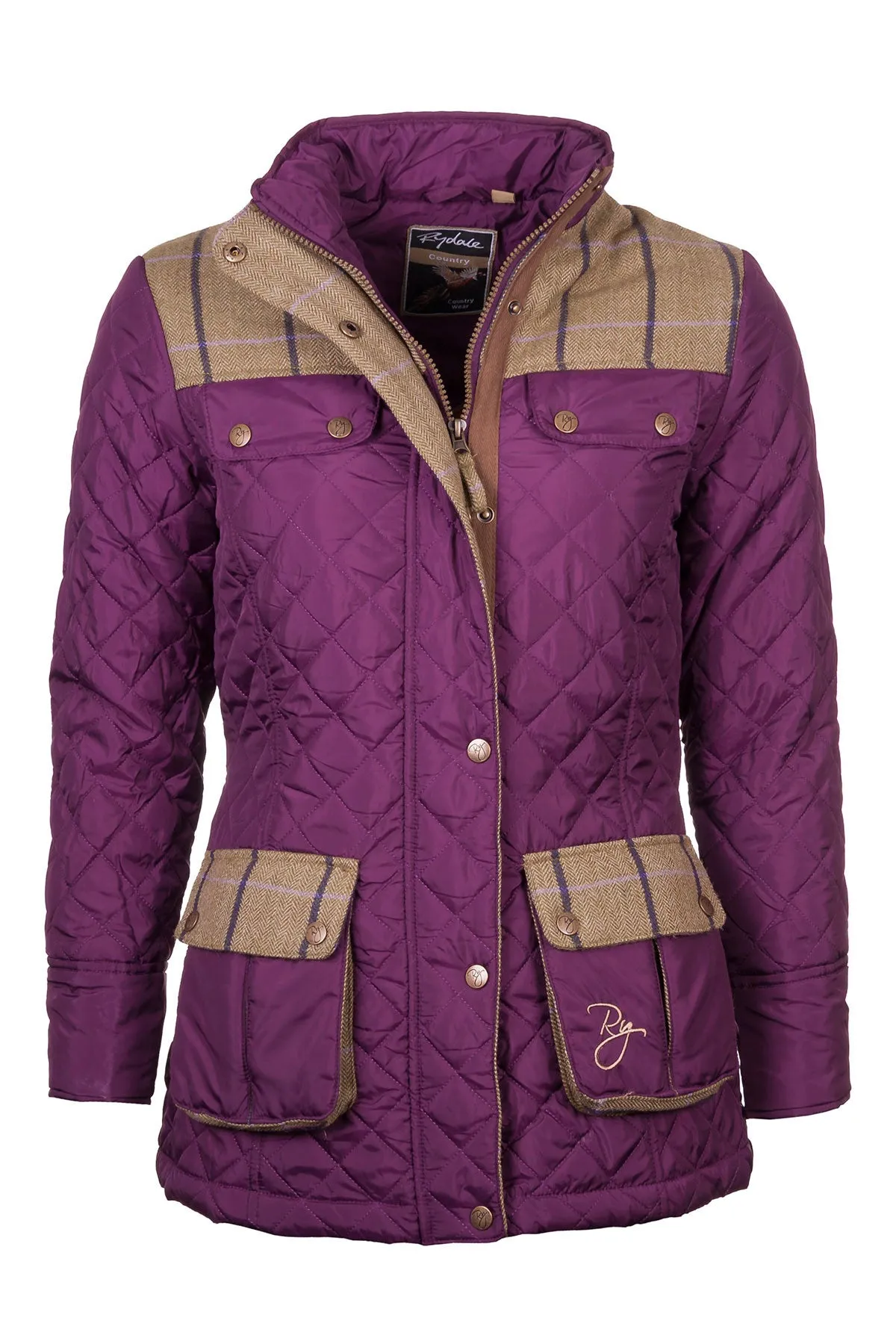 Ladies Tweed Trim Quilted Jacket