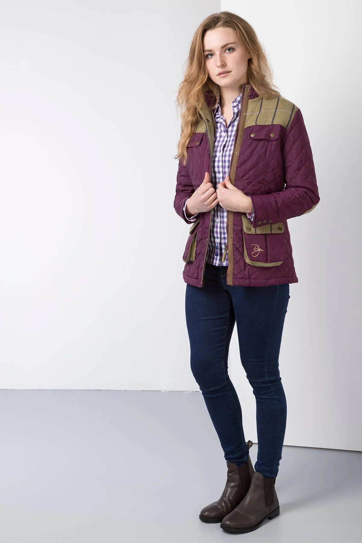 Ladies Tweed Trim Quilted Jacket