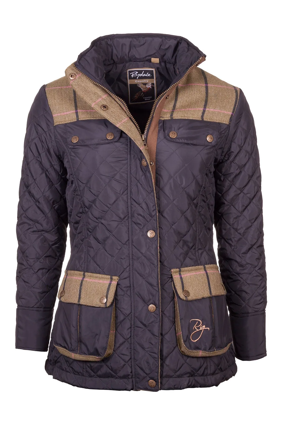 Ladies Tweed Trim Quilted Jacket