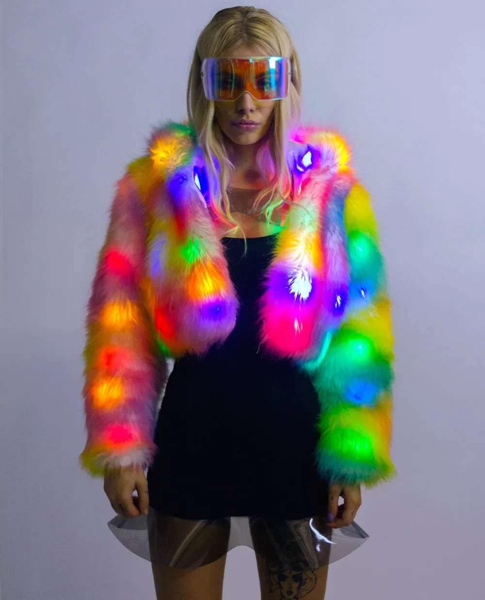 LED CROP FUR JACKET