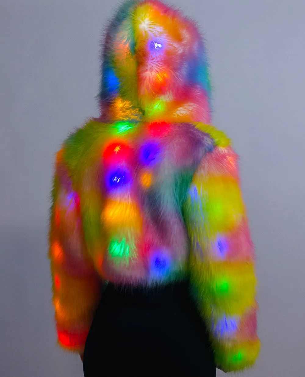 LED CROP FUR JACKET