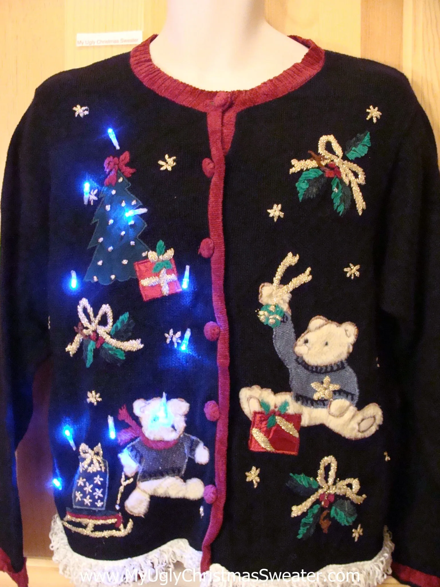 Light Up Ugly Christmas Sweater Bears Gifts Ivy