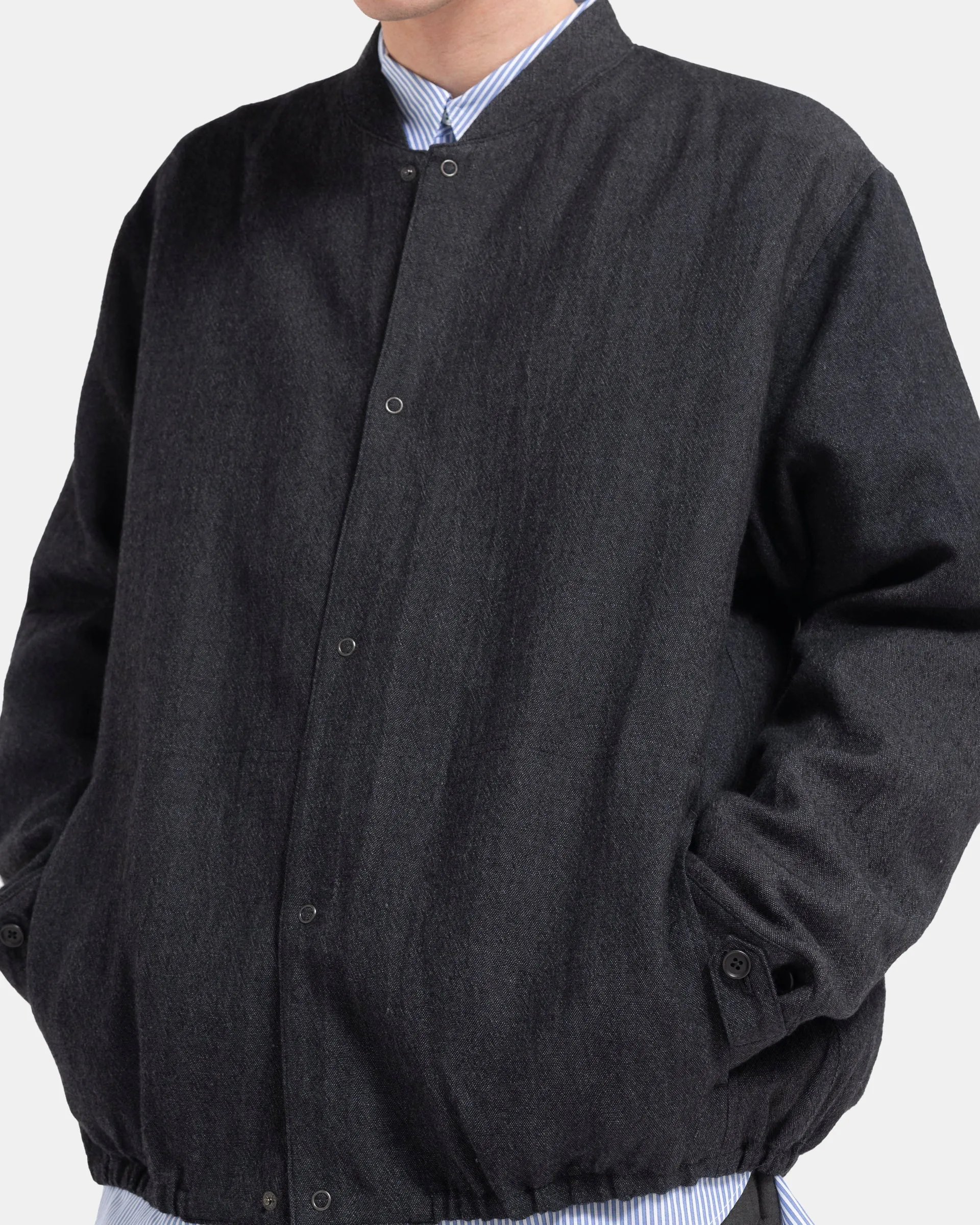 Linen and Wool Mix Blouson in Charcoal