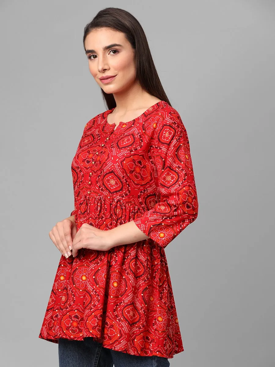 Maroon Ornamental Printed Tunic