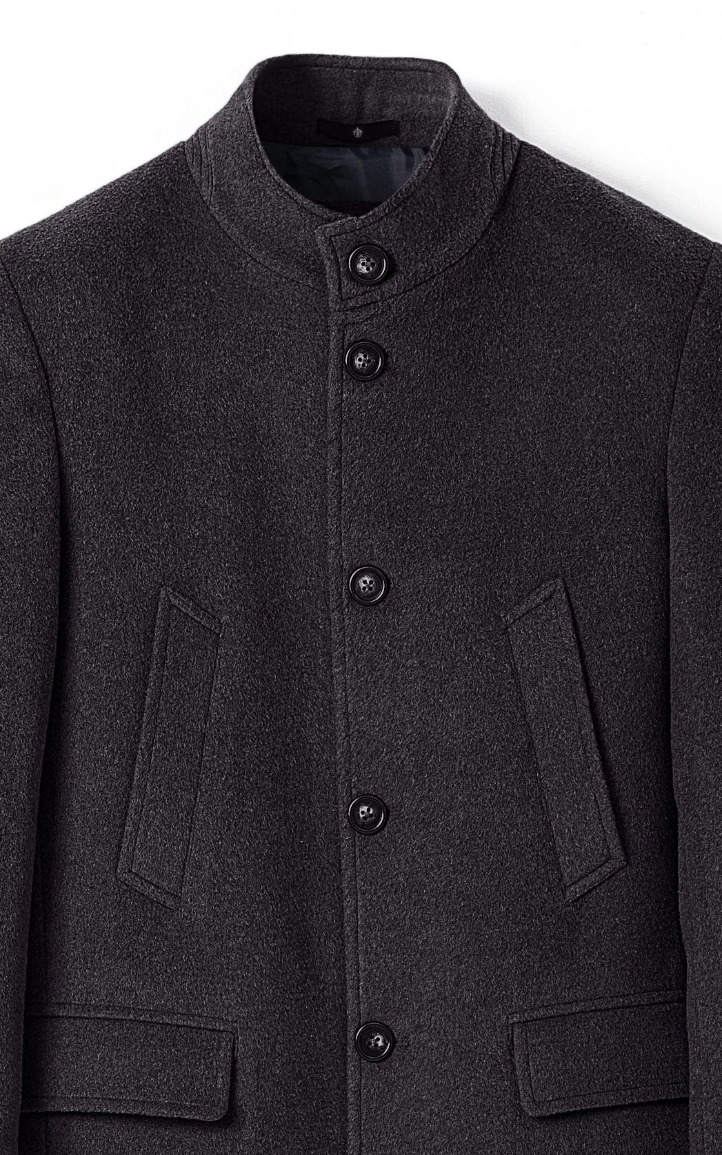 MEN'S LONG WOOL COAT DARK GREY