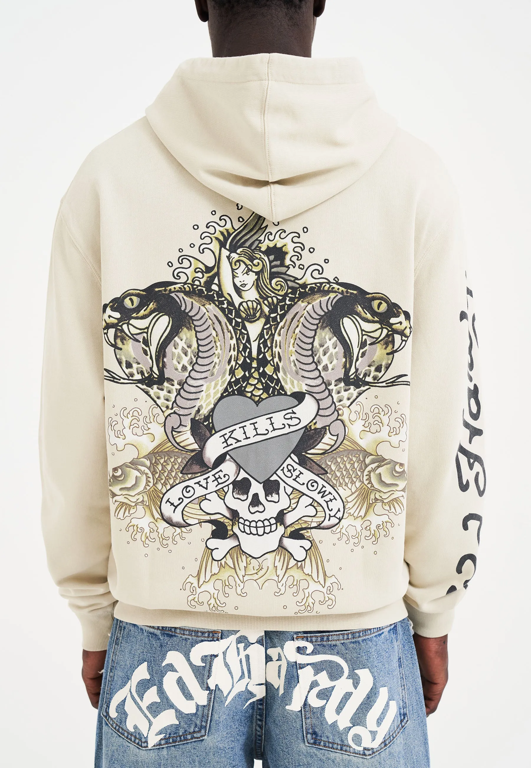 Mens Venom Kills Slowly Zip Thru Hoodie - Beige