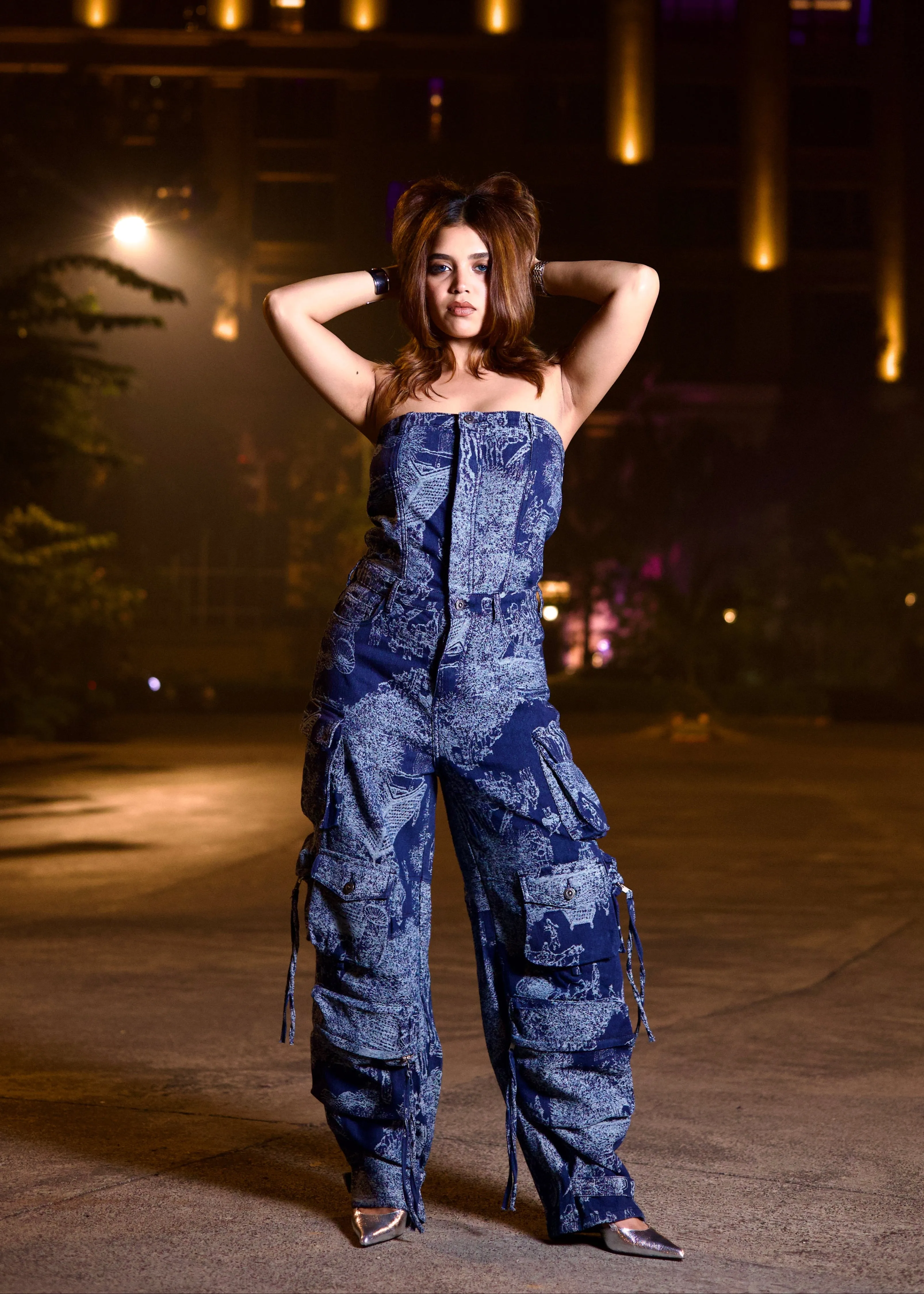 Milan High Street Jacquard Utility Jumpsuit