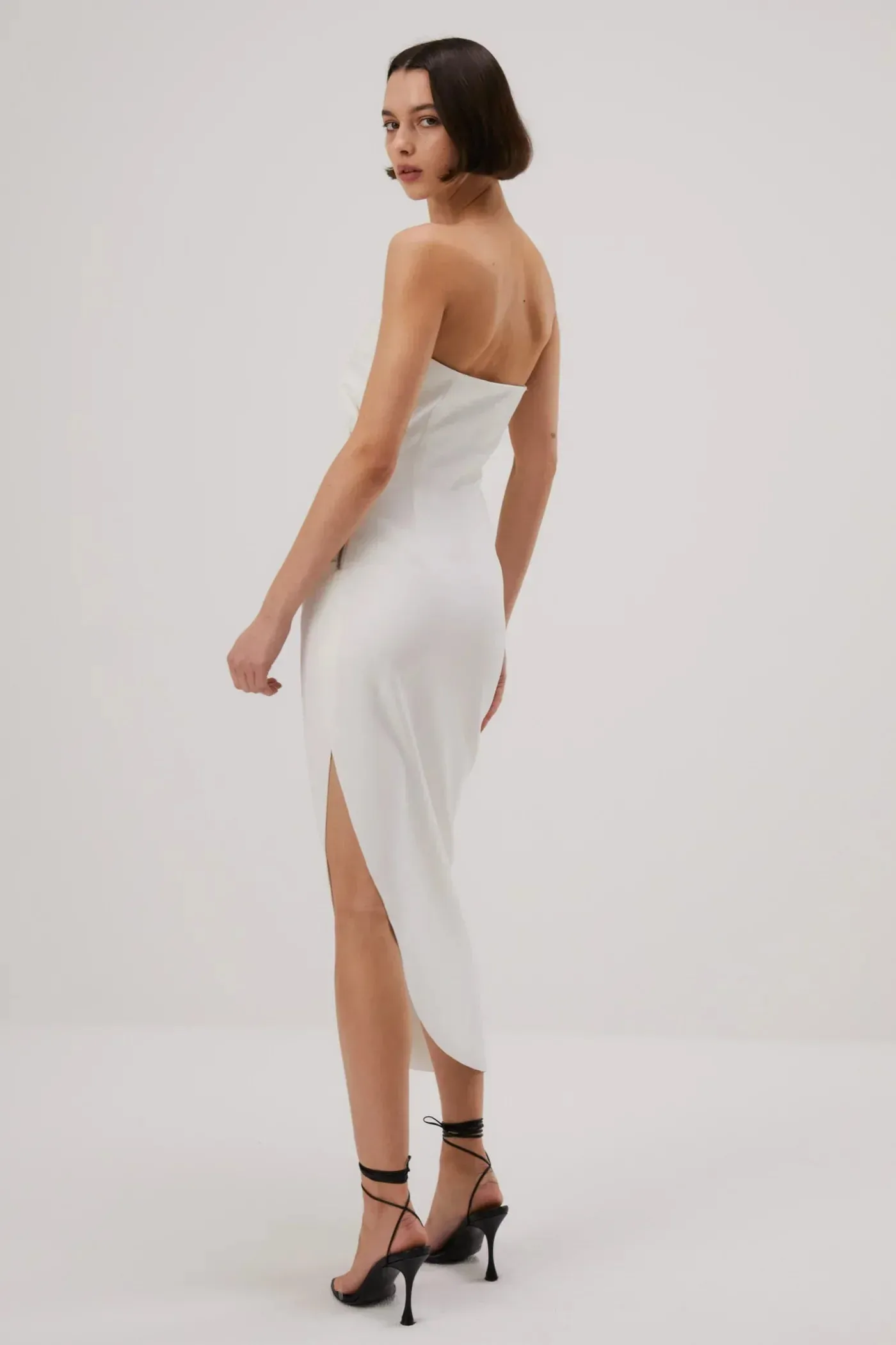 Misha Audrina Bonded Crepe Midi Dress - Ivory