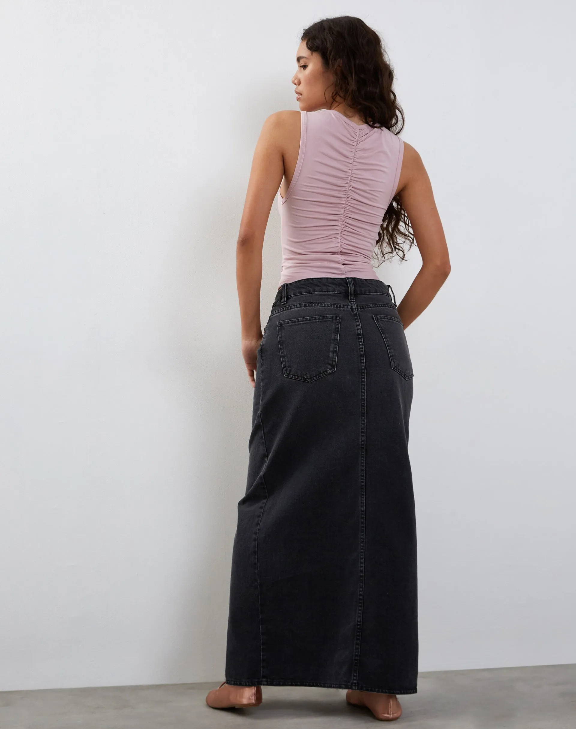 Naoko Ruched Tank Top in Dusky Pink