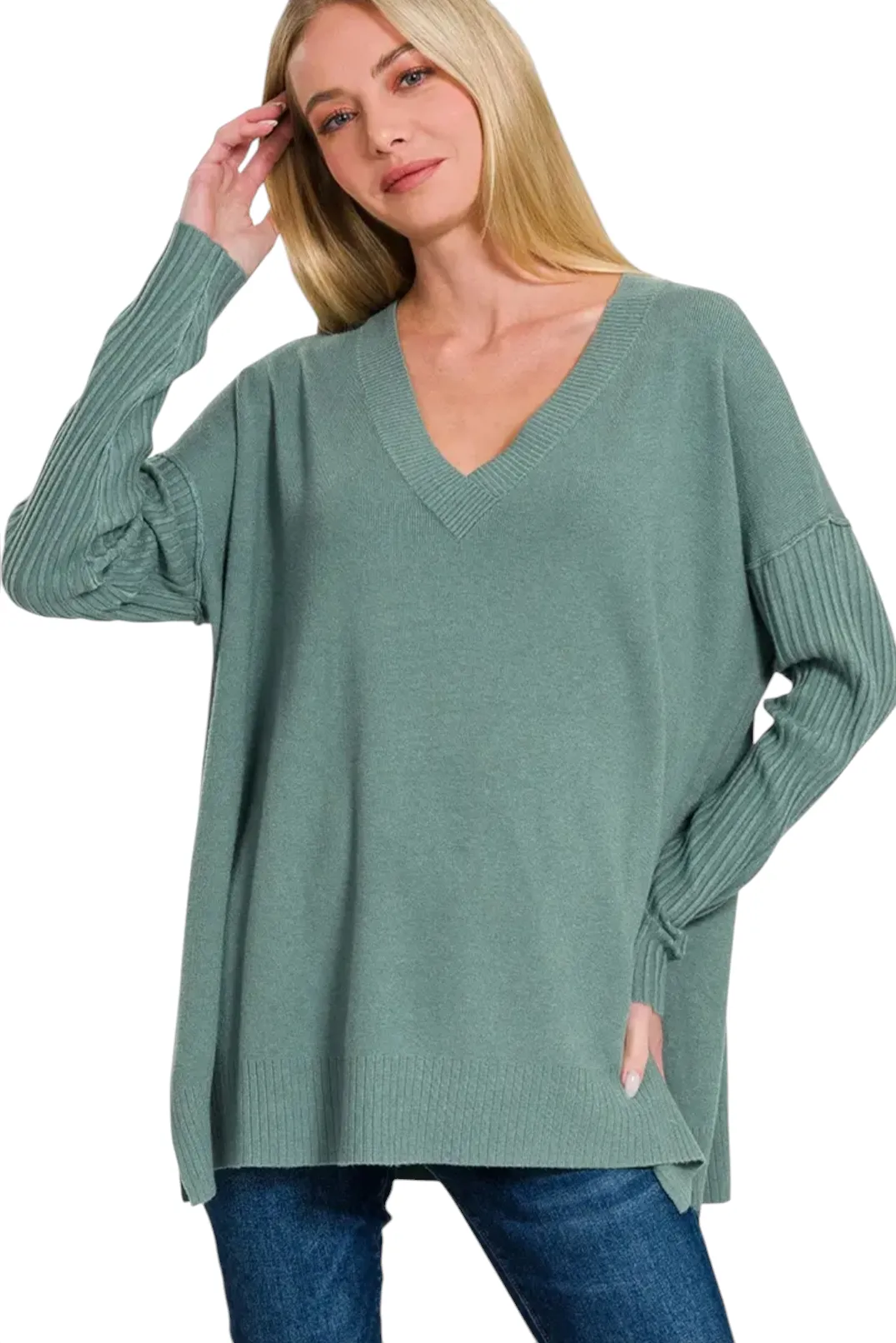 Oversize V Neck Sweater - Multiple Colors Available