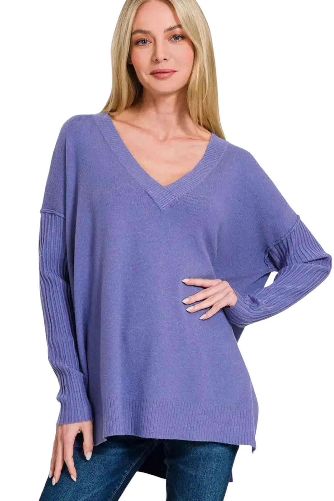 Oversize V Neck Sweater - Multiple Colors Available