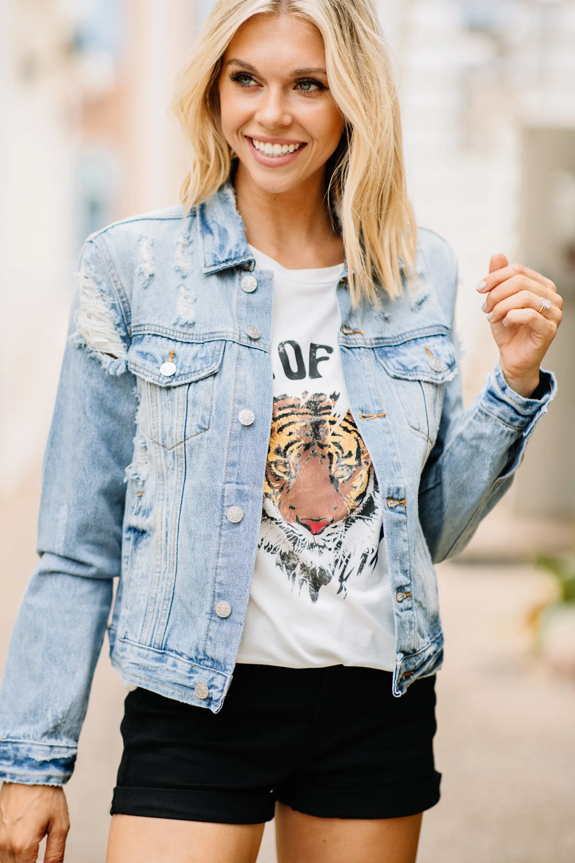 Play Your Games Distressed Denim Jacket