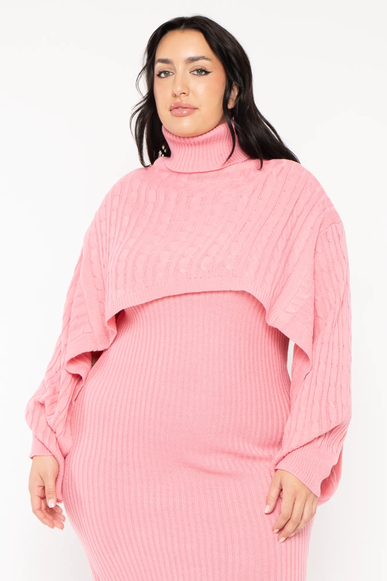 Plus Size Chianne  Sweater Matching Set - Pink