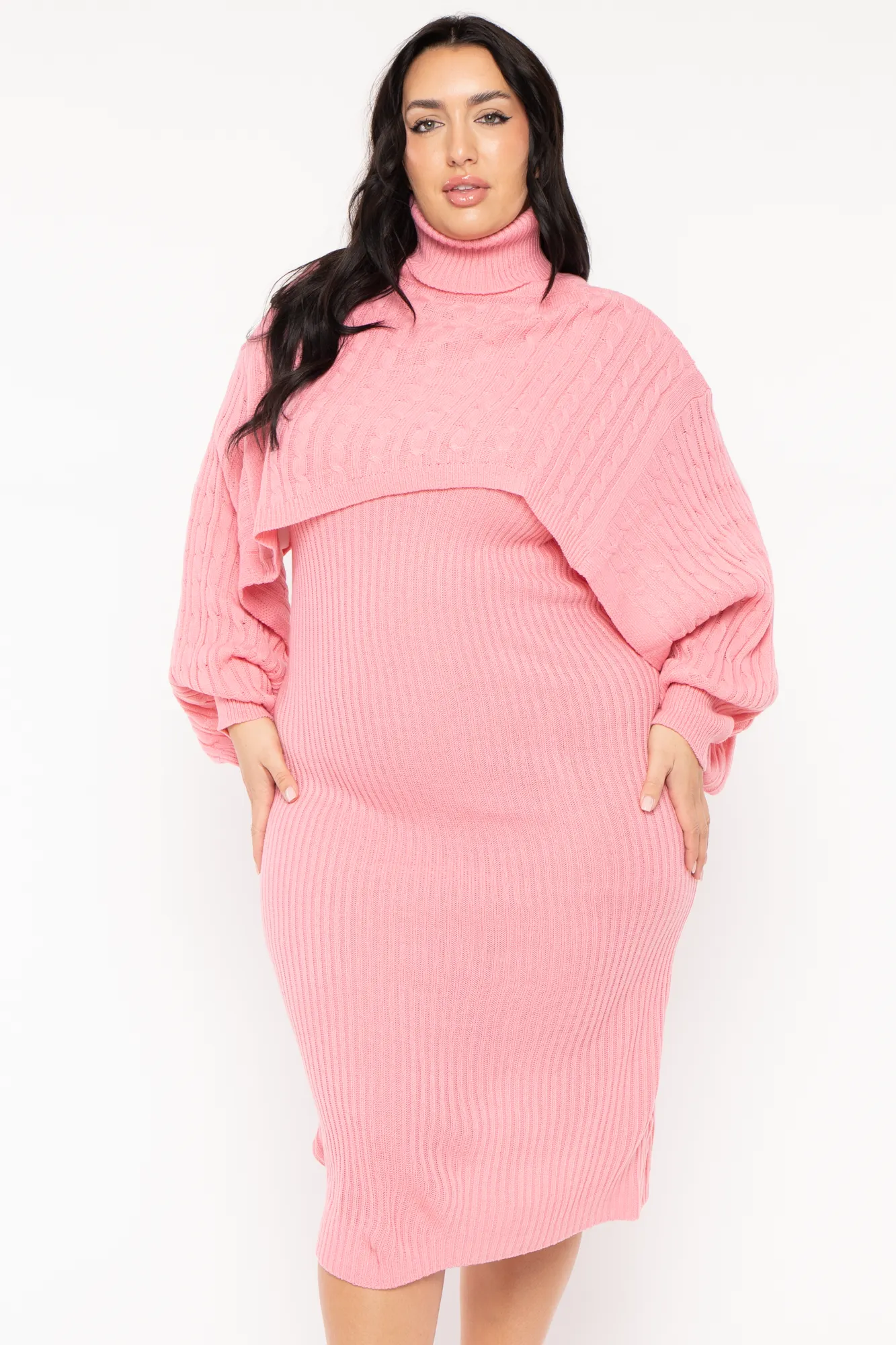 Plus Size Chianne  Sweater Matching Set - Pink