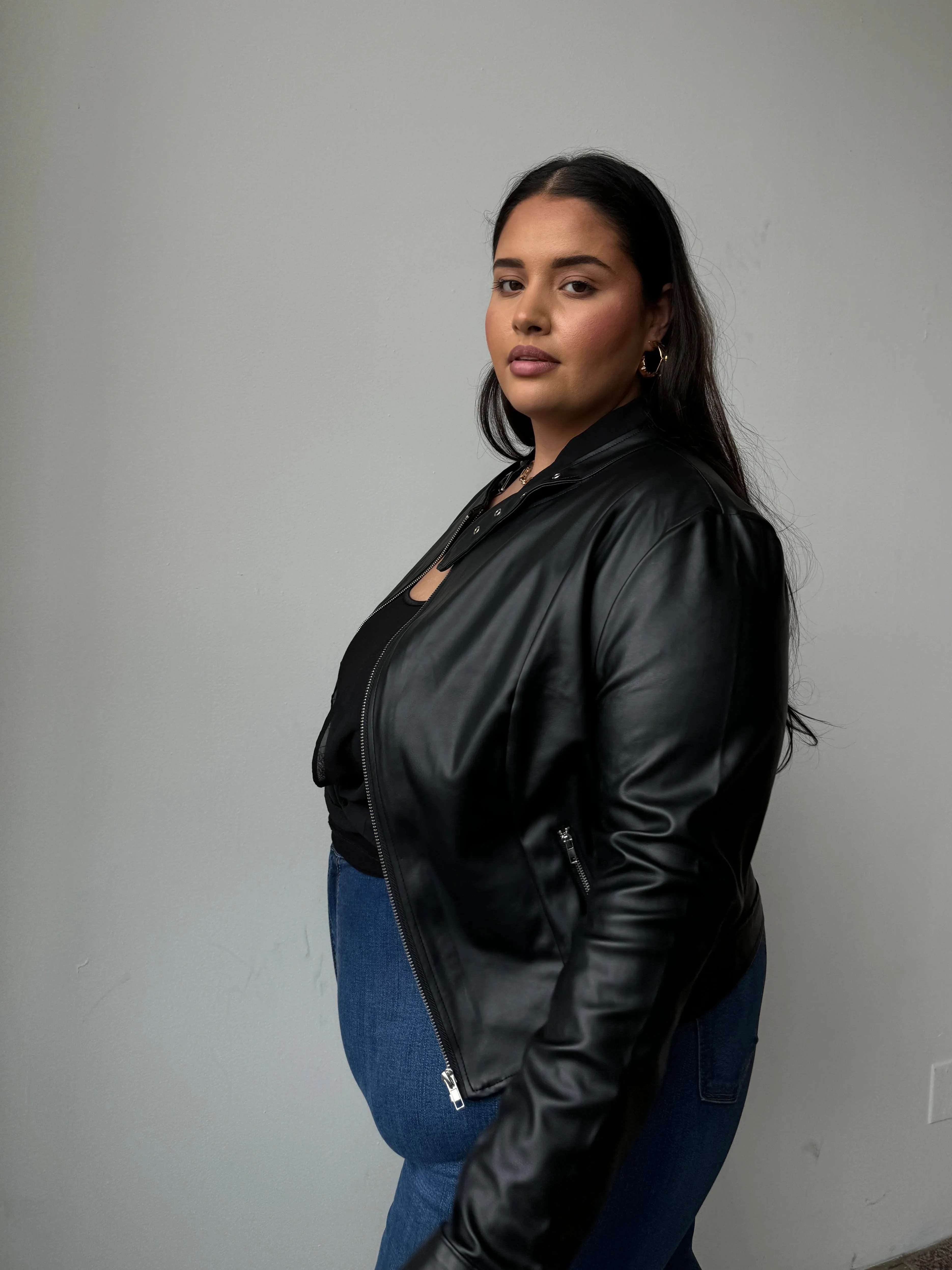 Plus Size Effortless Leather Jacket