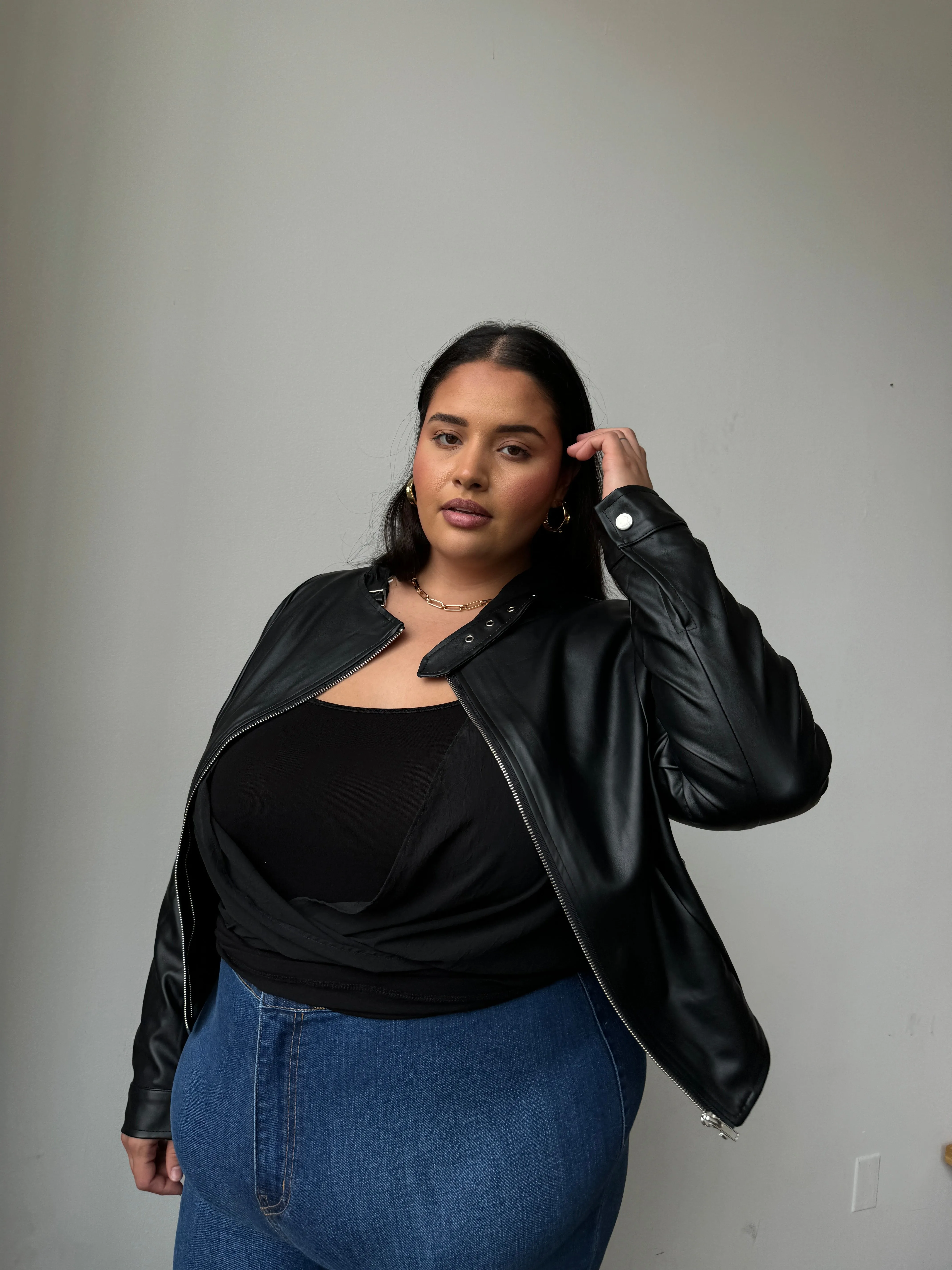 Plus Size Effortless Leather Jacket