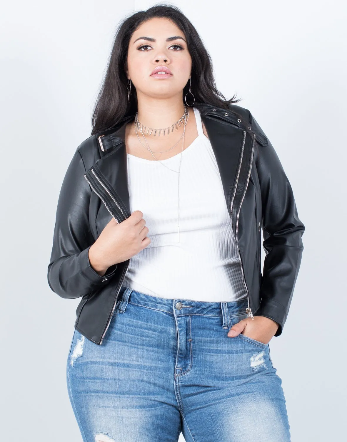 Plus Size Effortless Leather Jacket