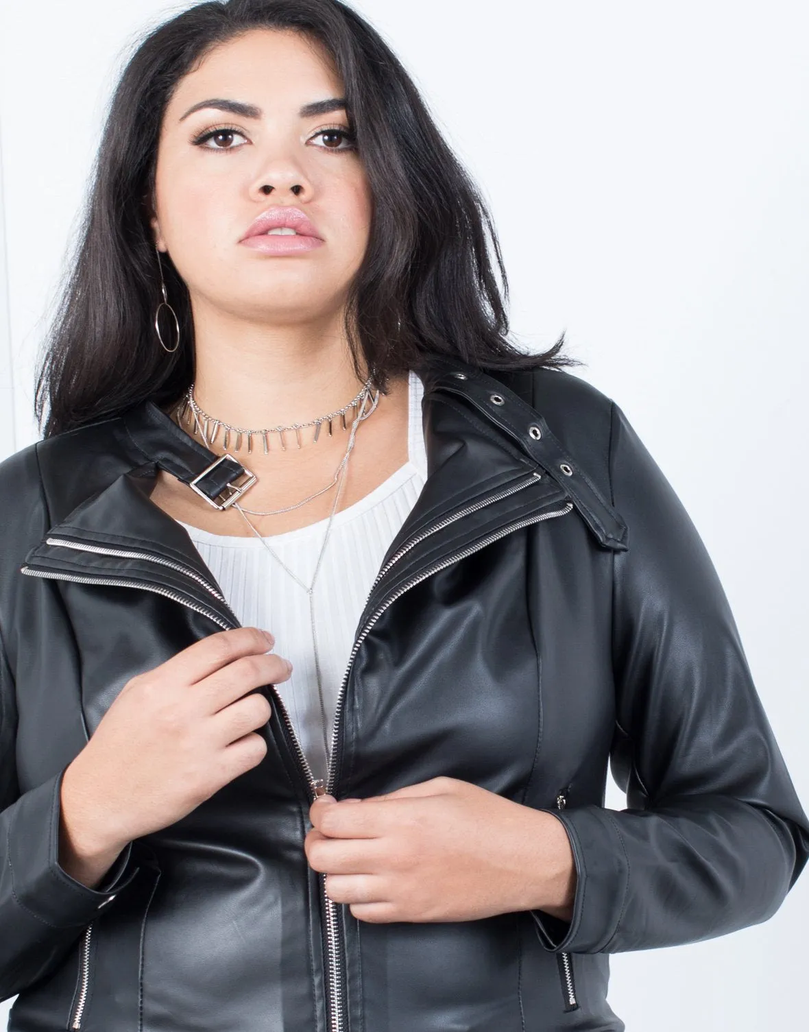 Plus Size Effortless Leather Jacket