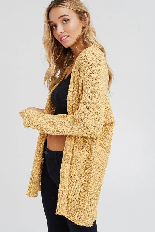 Popcorn Cardigan Sweater - Blush or Mustard