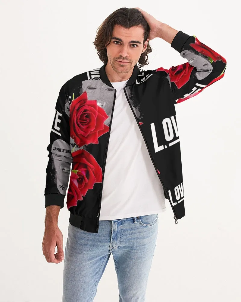 Pretty Goons Love BLACK Men's Bomber Jacket ROSE