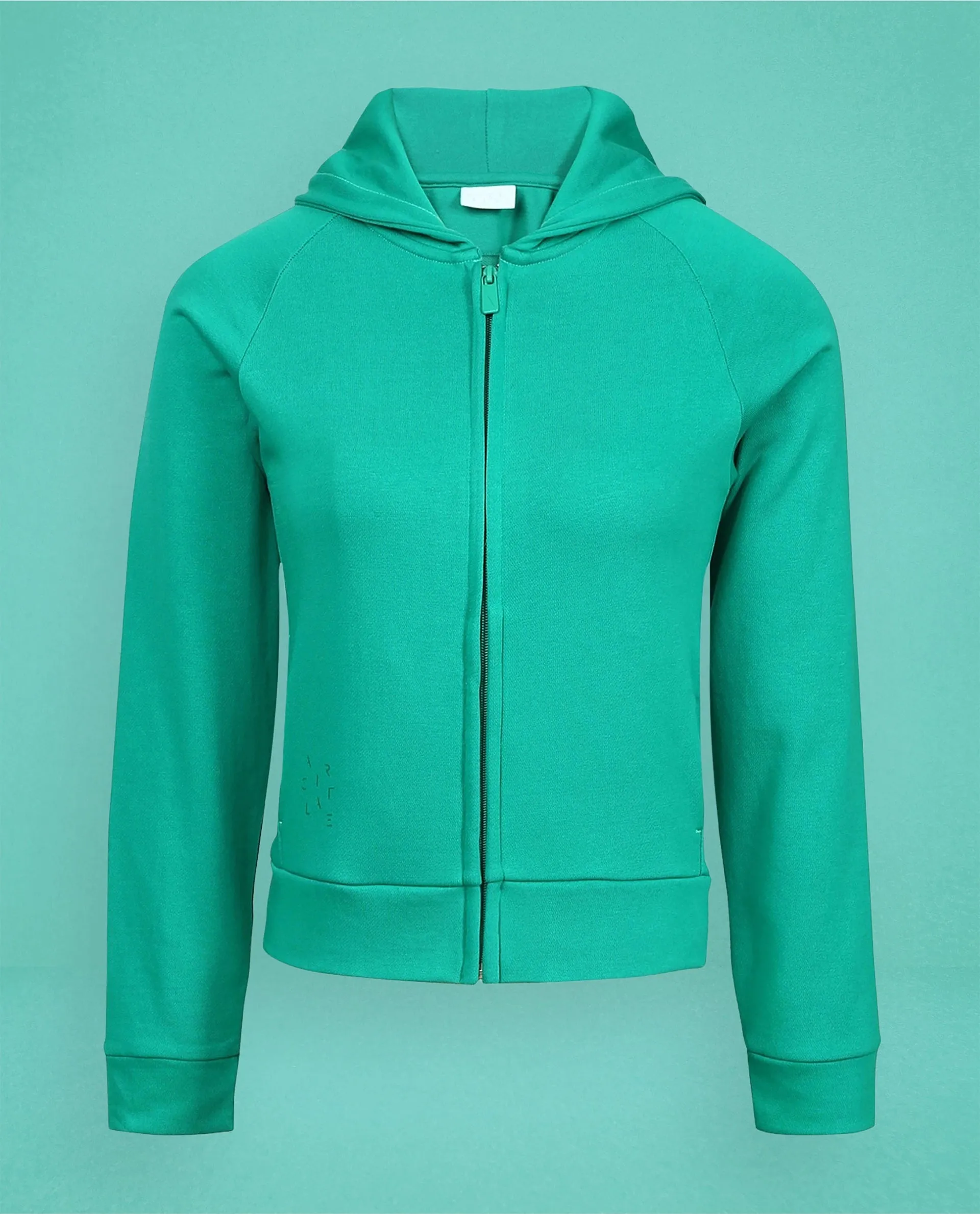 Rareism Women Capper Green Cotton Blend Fabric Full Sleeves Solid Hooded Jacket