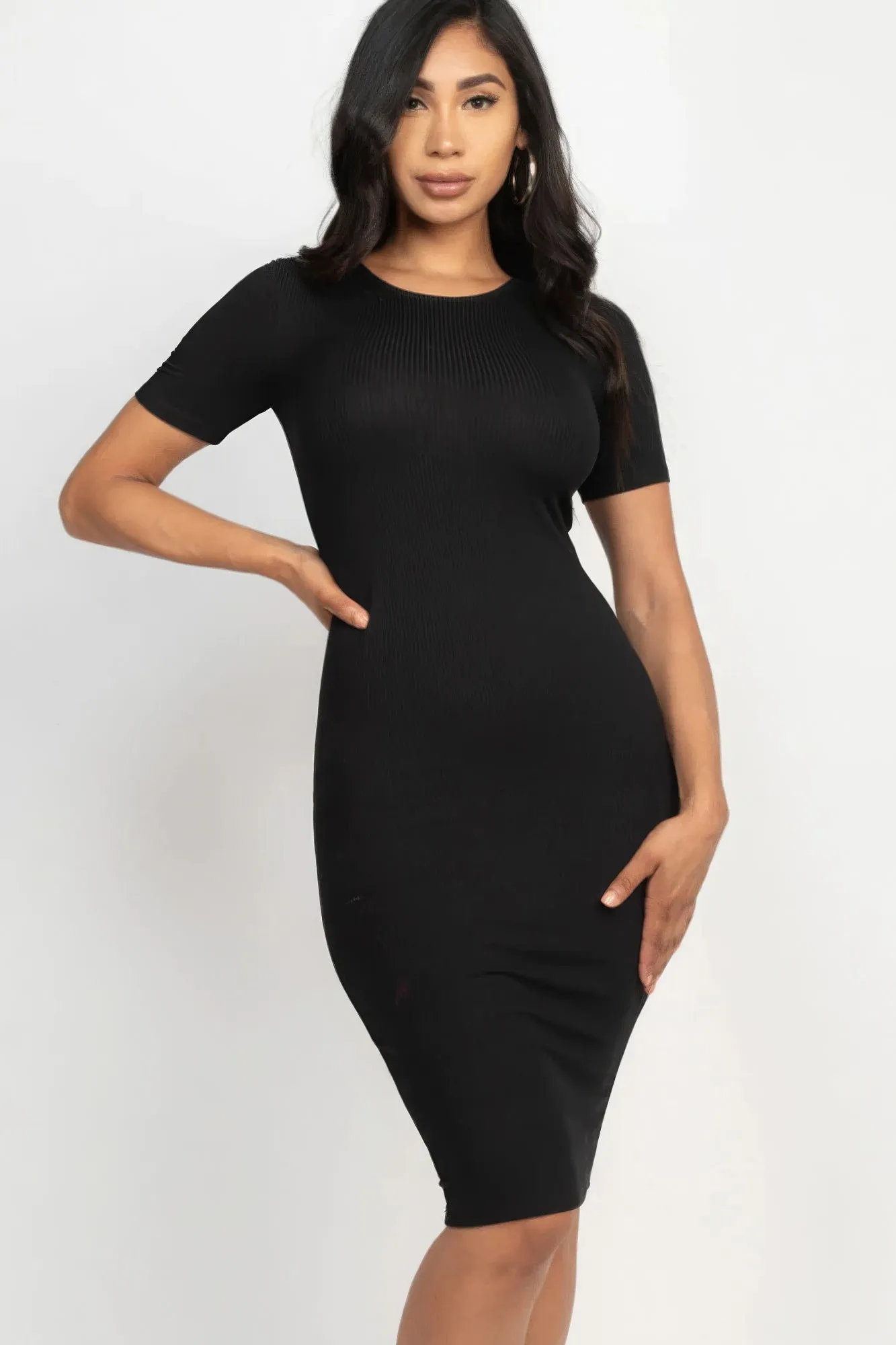 Ribbed Bodycon Midi Dress