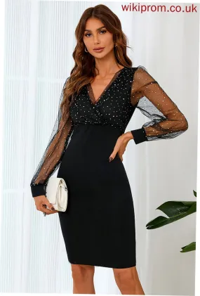 Riley Cotton Long Sequins V-Neck Bodycon Mini Club Dresses Dresses Blends Sleeves Sexy