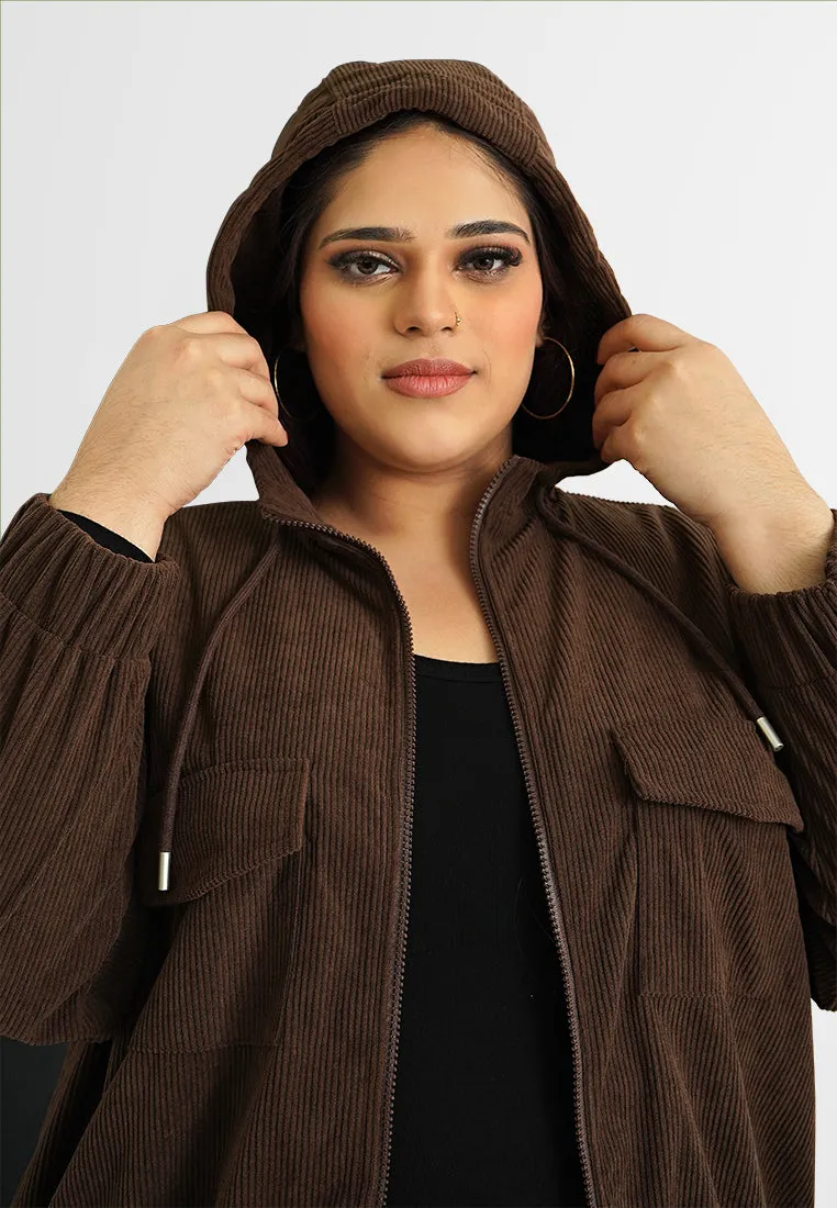 Rivka Corduroy Zip Hoodie Jacket