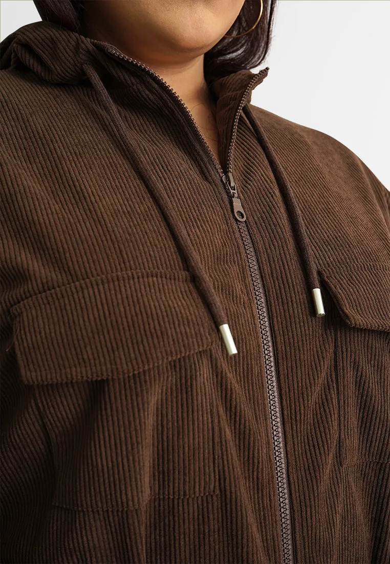 Rivka Corduroy Zip Hoodie Jacket