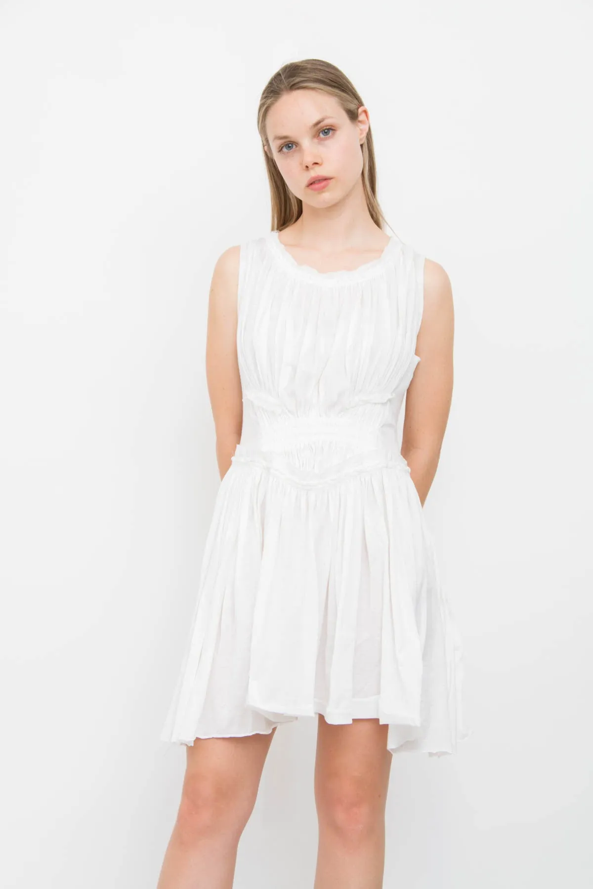 RUCHED COTTON DRESS