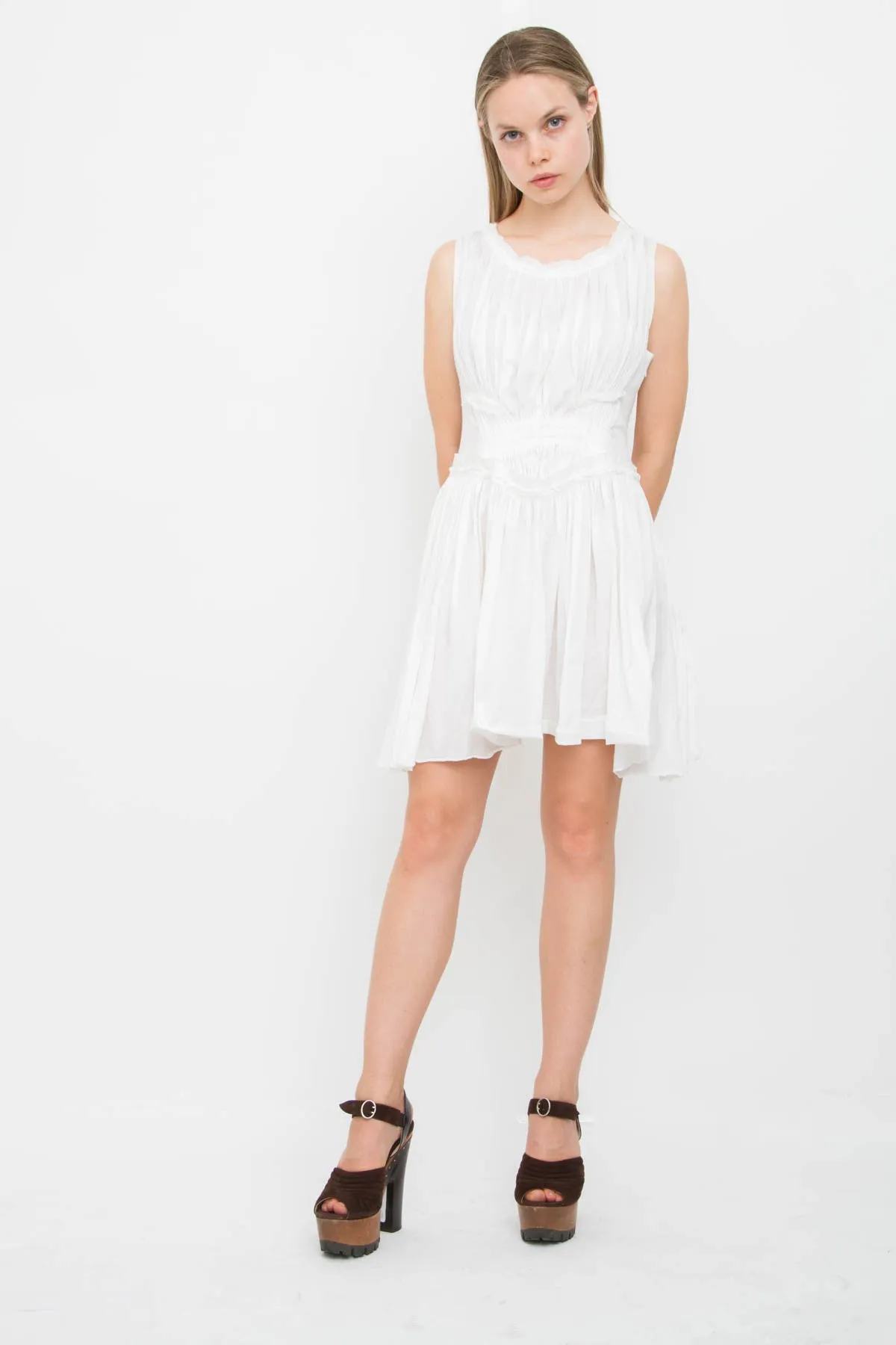 RUCHED COTTON DRESS