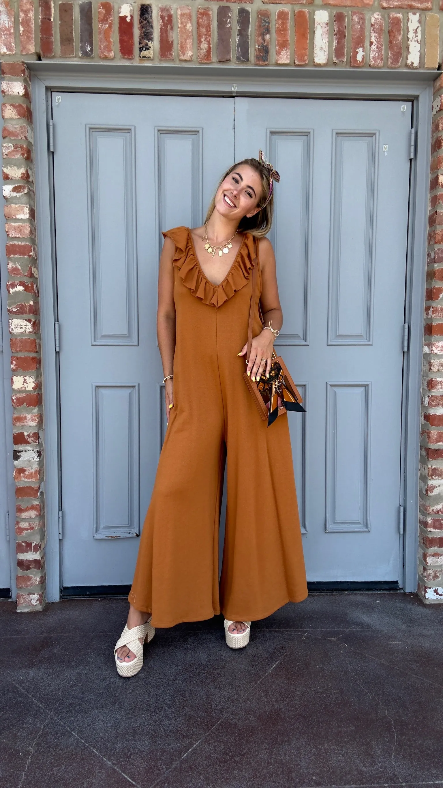 Ruffled Wide Leg Jumpsuit