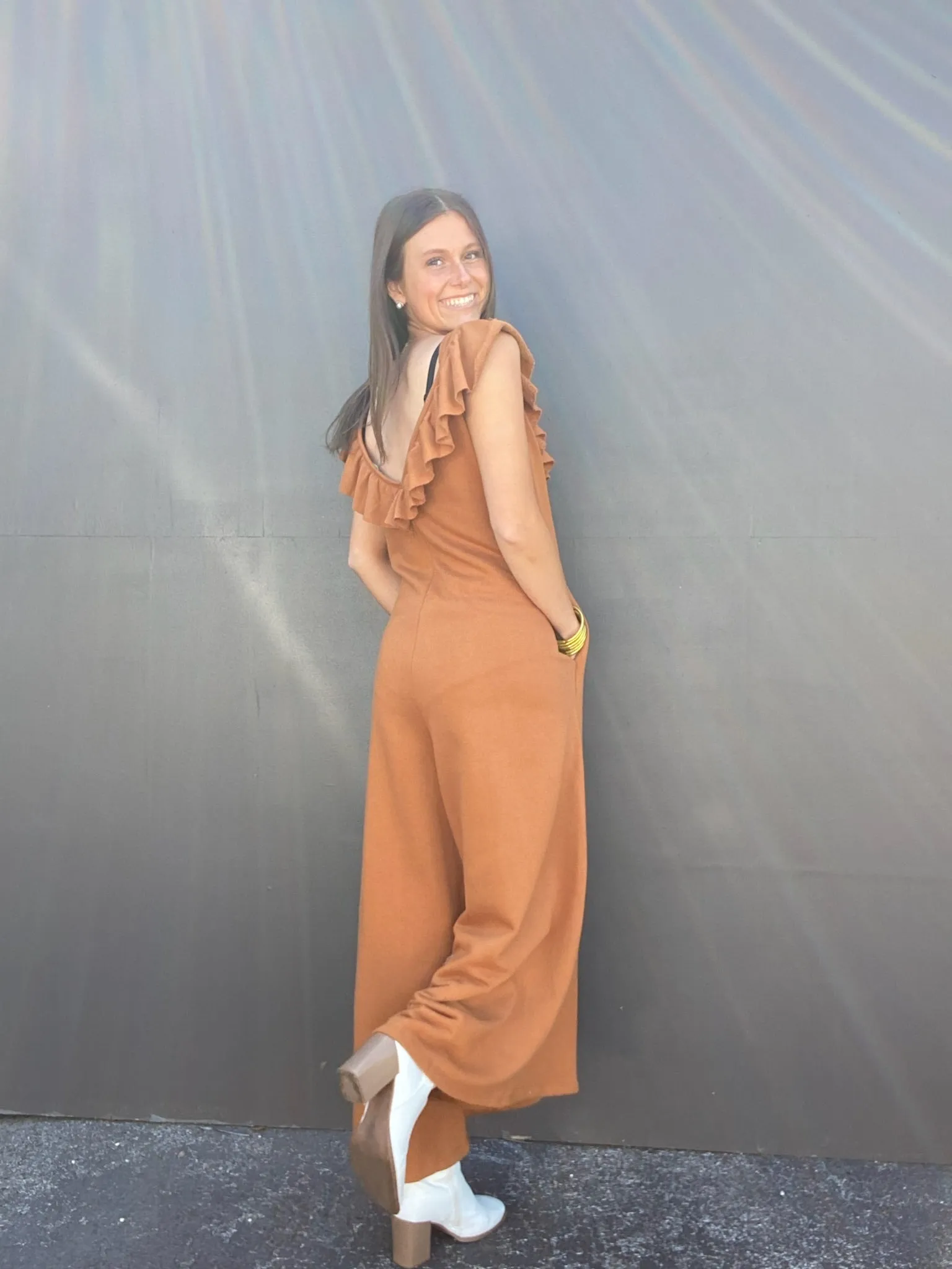 Ruffled Wide Leg Jumpsuit