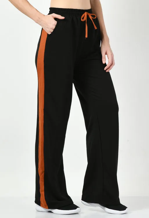 Rust Panel Black Wide Leg Joggers