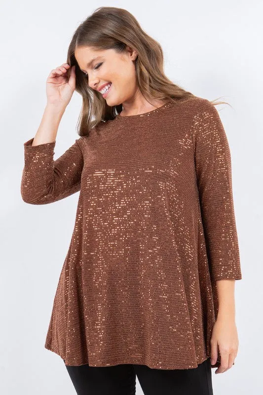 Shimmer Threaded Tunic- Copper, Black or Cream