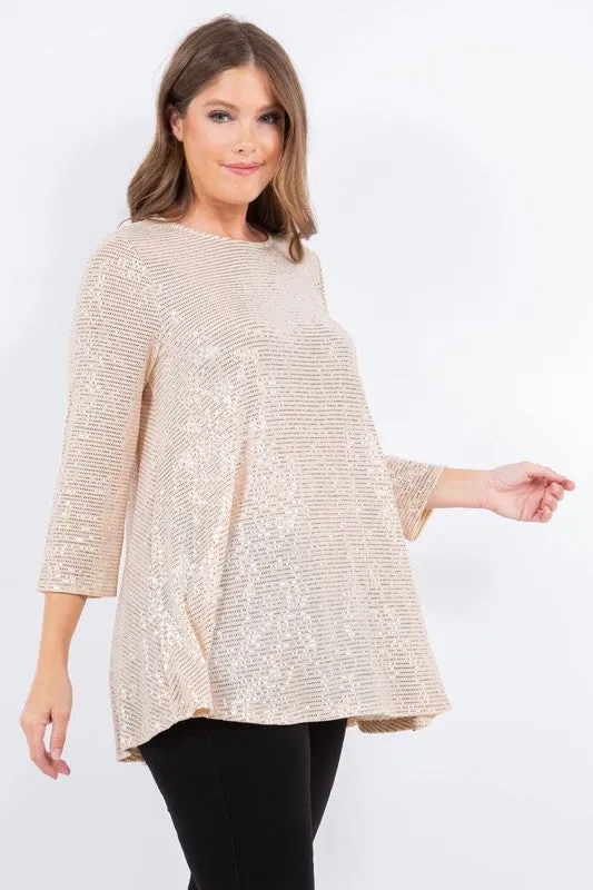 Shimmer Threaded Tunic- Copper, Black or Cream