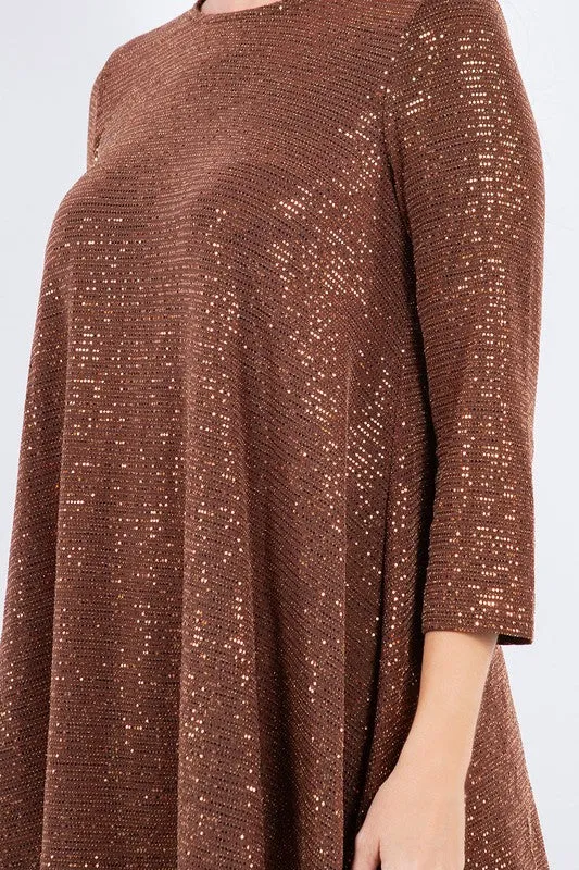 Shimmer Threaded Tunic- Copper, Black or Cream