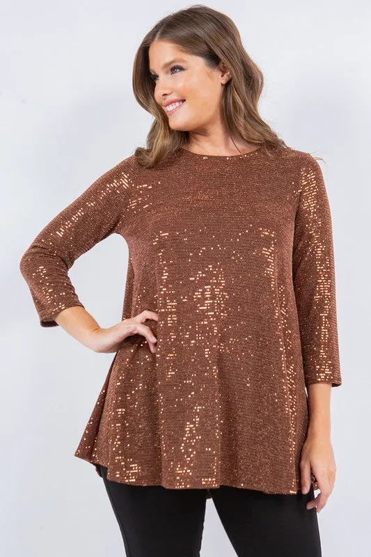 Shimmer Threaded Tunic- Copper, Black or Cream