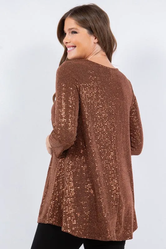 Shimmer Threaded Tunic- Copper, Black or Cream