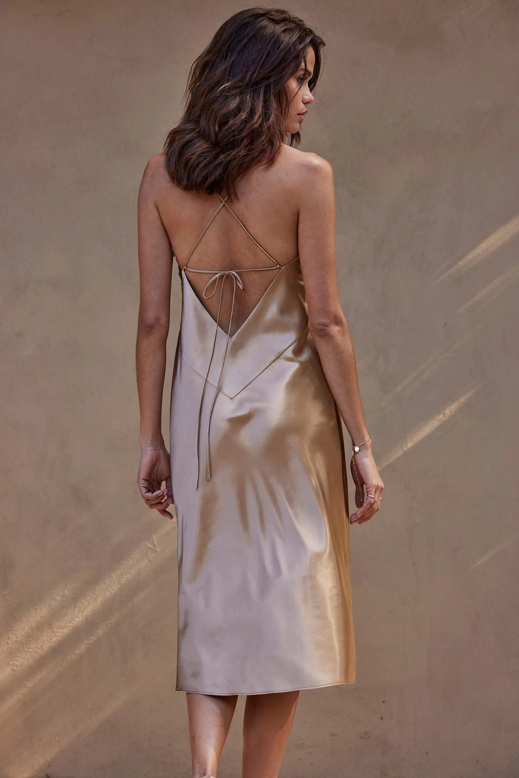 Silky Satin Midi Gold