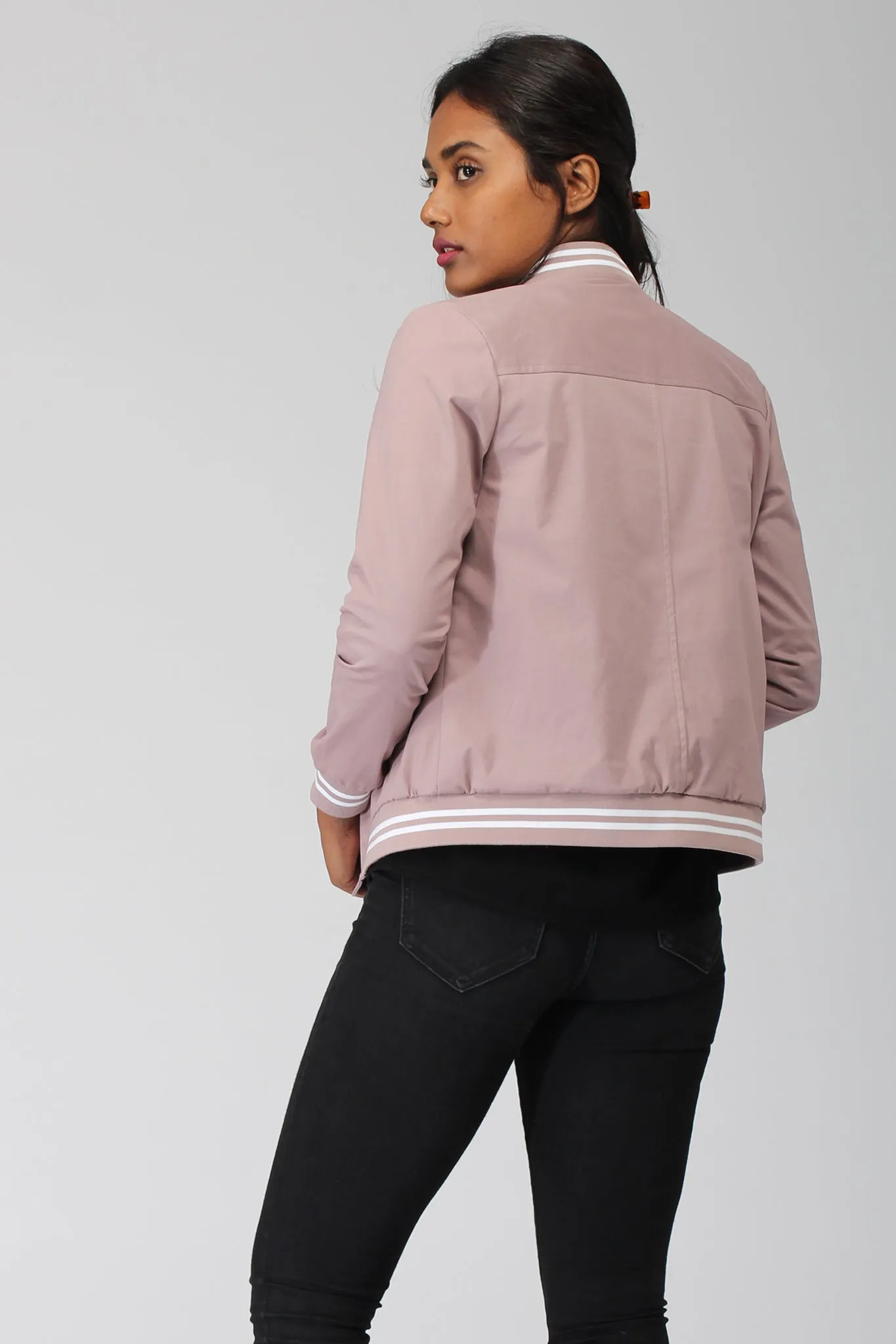 Smoky Pink Cotton Bomber Jacket