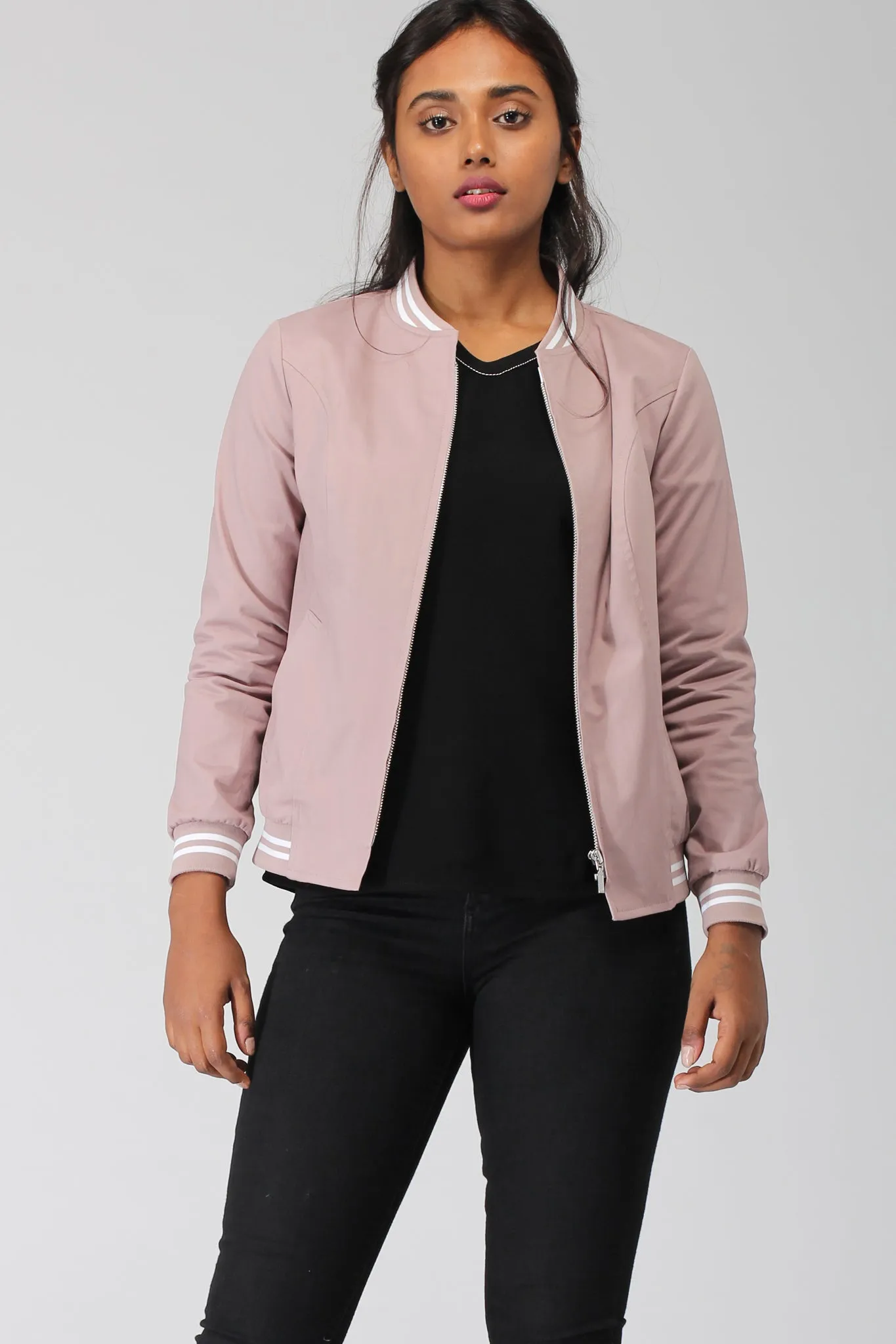 Smoky Pink Cotton Bomber Jacket