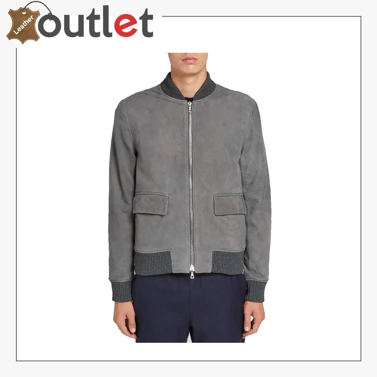 Smooth and Sleek Suede Leather Bomber Jacket