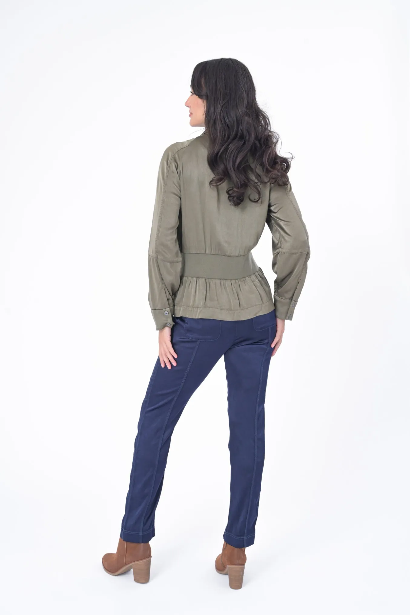 Solara Viscose Satin Peplum Jacket