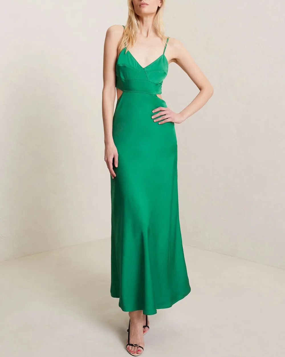 Spruce Satin Blakely Midi Dress