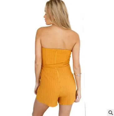 Summer jumpsuit slash neck zipper butterfly waist women's clothing