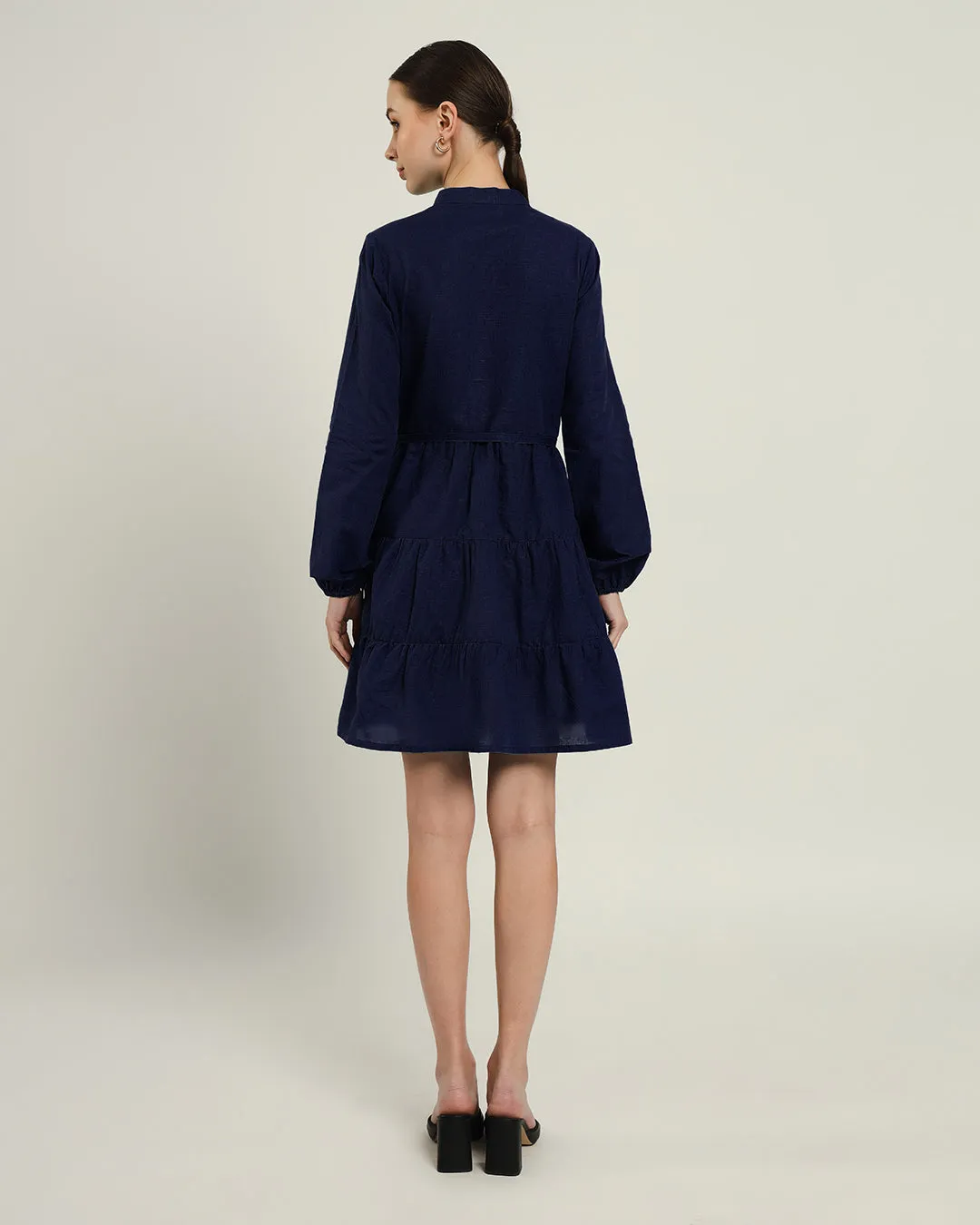 The Ely Daisy Midnight Blue Linen Dress