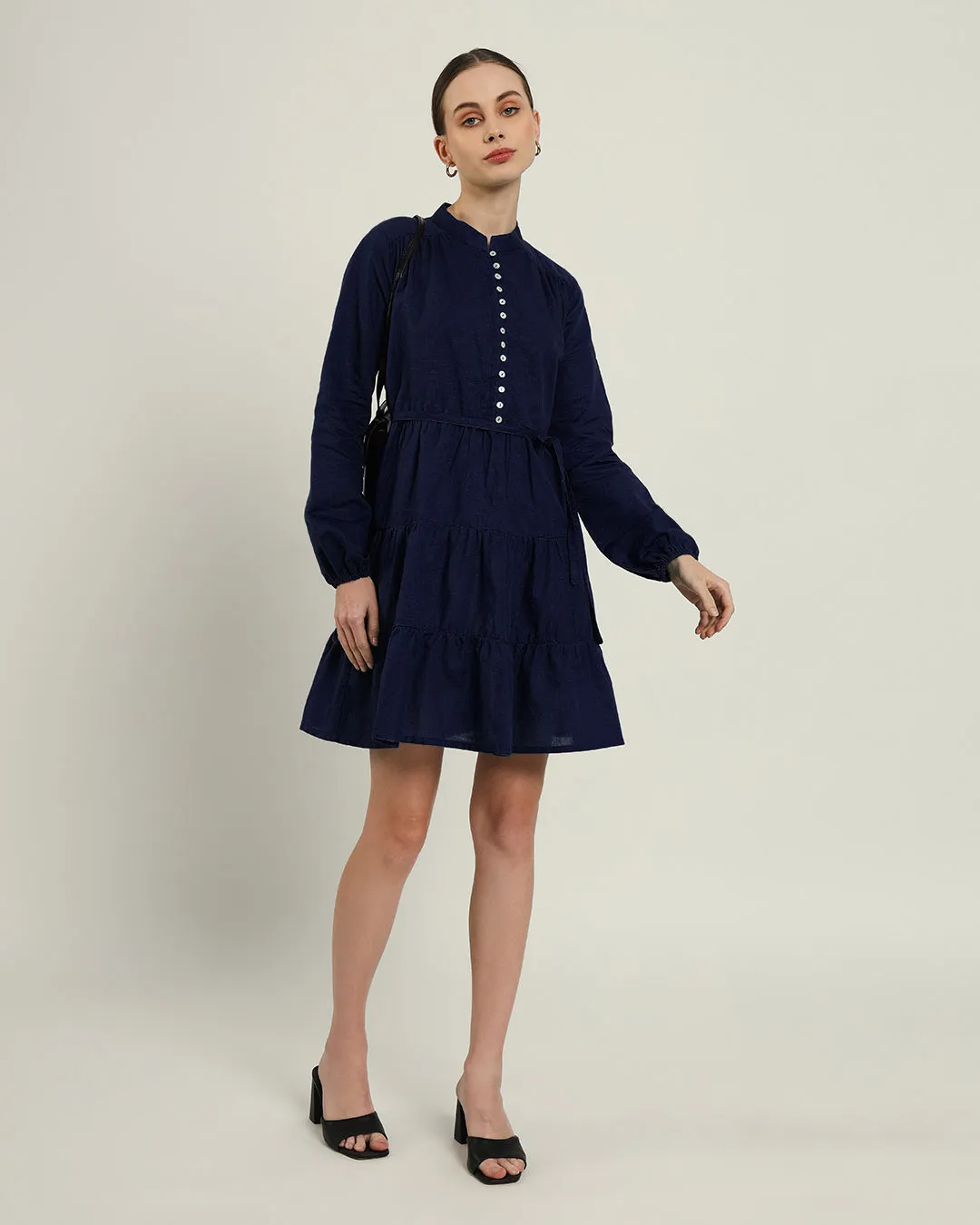 The Ely Daisy Midnight Blue Linen Dress