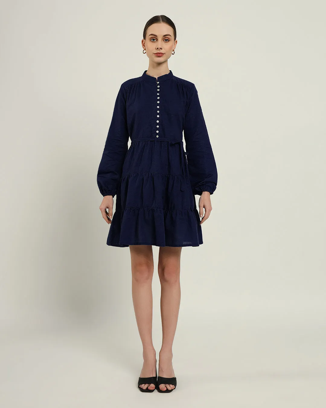 The Ely Daisy Midnight Blue Linen Dress