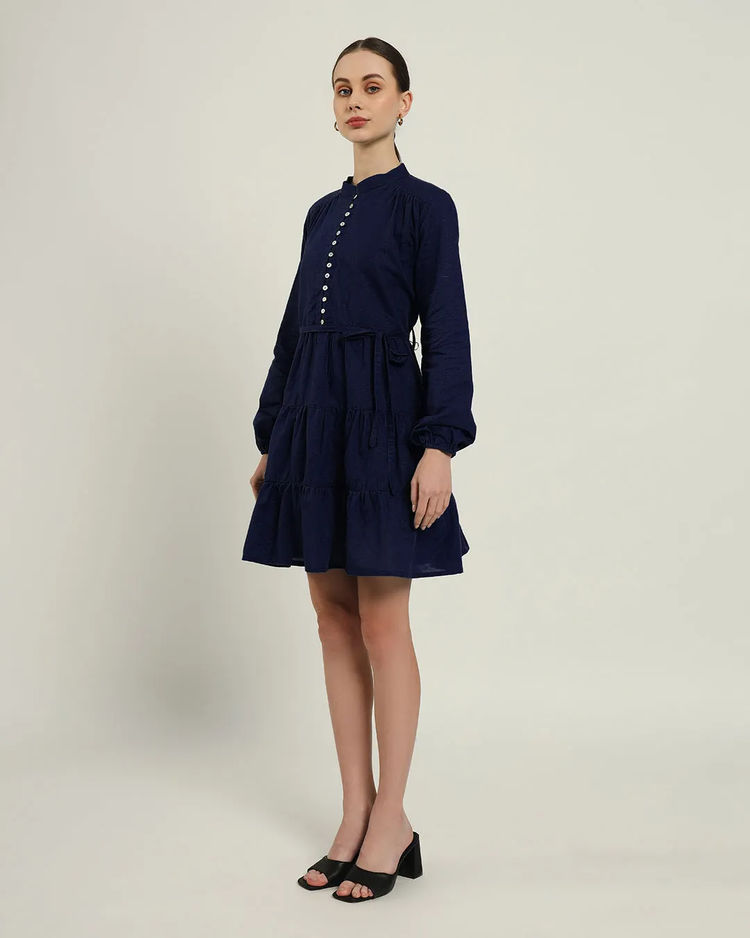 The Ely Daisy Midnight Blue Linen Dress